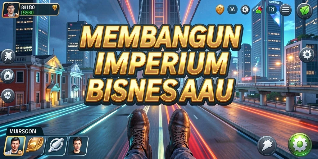 Screenshot gameplay 8180 yang menampilkan aksi membangun bisnis.