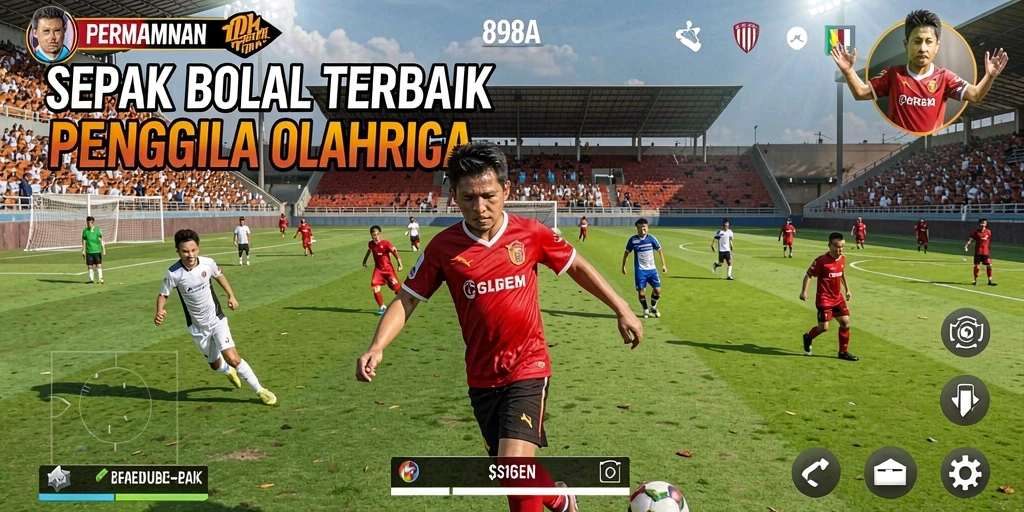 Tampilan gameplay 898A yang menegangkan di lapangan sepak bola.