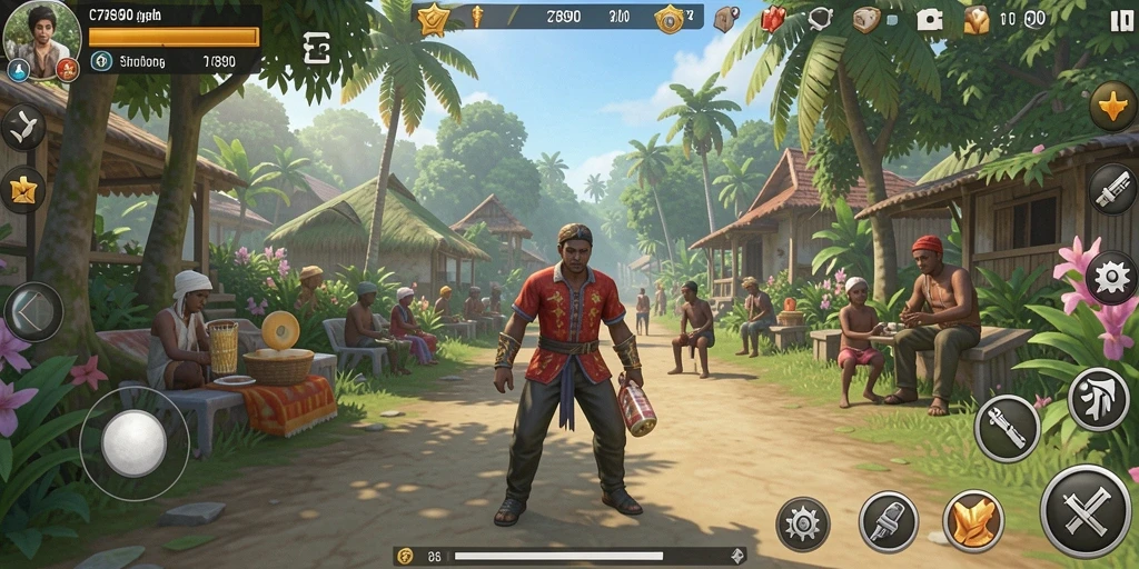 Tampilan screenshot utama C7890 menampilkan karakter dalam momen gameplay simulasi.