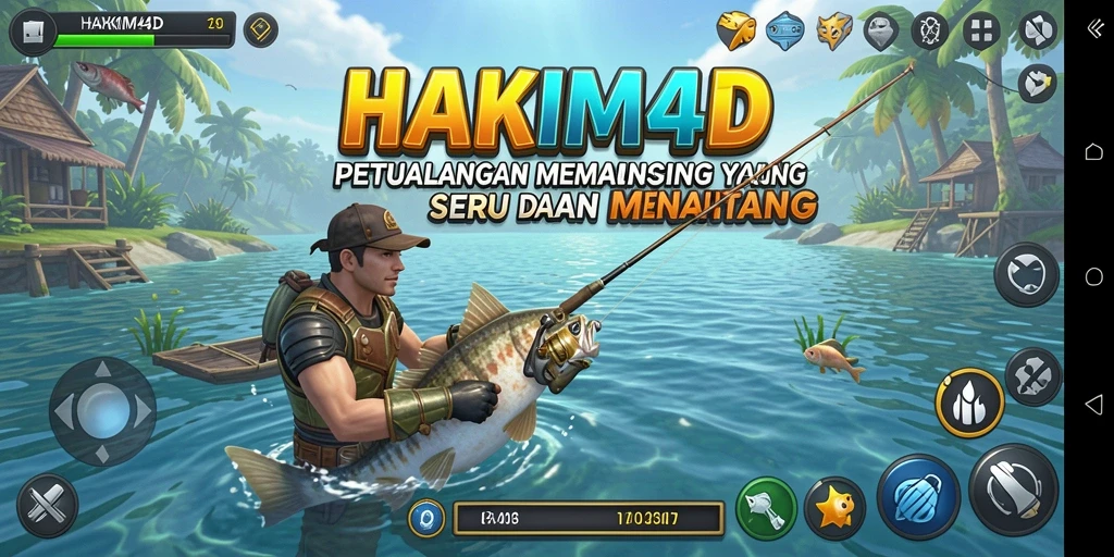 Screenshot gameplay HAKIM4D menampilkan aksi memancing yang seru.