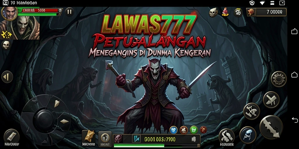 Tampilan gameplay yang mendebarkan di LAWAS777 dengan suasana gelap dan menyeramkan.
