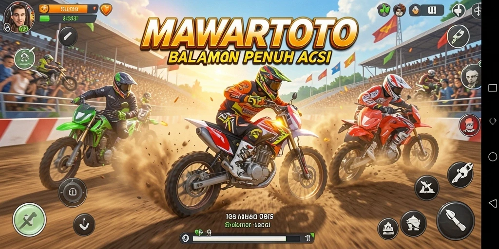 Tampilan gameplay seru dari balapan motor di MAWARTOTO.