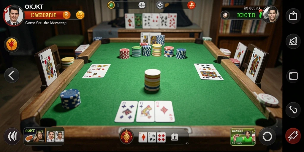 Tampilan gameplay seru dalam permainan Gaple OKJKT.