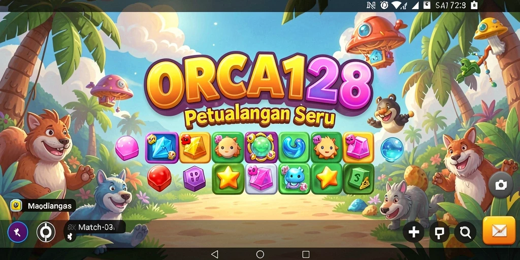 Tangkapan layar permainan ORCA128 dalam aksi Match-3 yang seru.