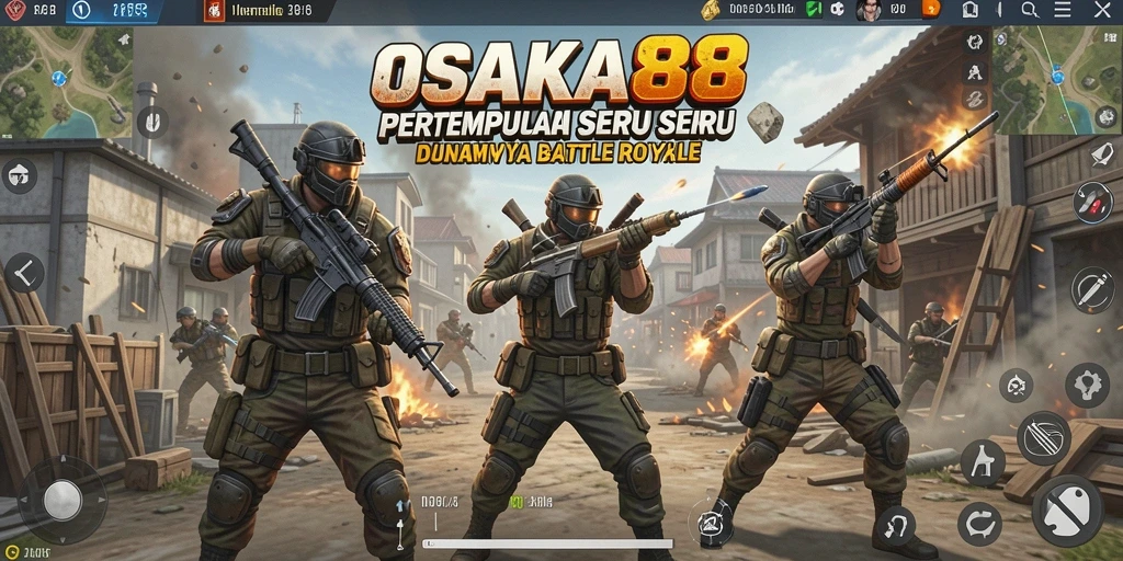 Screenshot gameplay OSAKA88 menampilkan aksi Battle Royale yang mendebarkan.