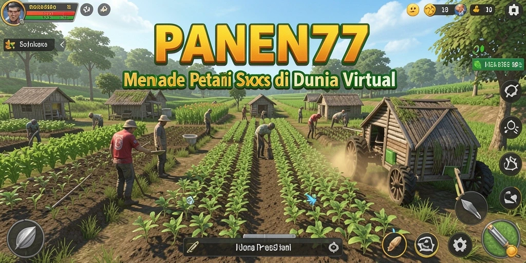 Tampilan gameplay PANEN77 yang menampilkan suasana pertanian yang ceria.