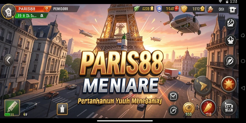 Tampilan menara dan aksi serangan dalam gameplay Tower Defense.