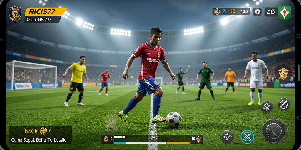 Screenshot menampilkan aksi seru dari game sepak bola RICIS77.